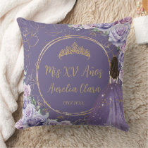 Purple Lilac Floral Princess Quinceañera Keepsake Throw Pillow