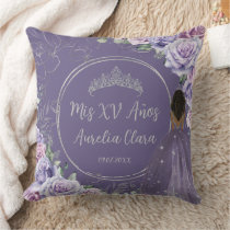 Purple Lilac Floral Princess Quinceañera Keepsake Throw Pillow