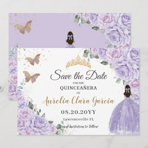 Purple Lilac Floral Quinceañera 15 Princess 