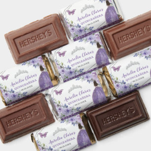 Purple Lilac Floral Quinceañera Butterfly Princess Hershey's Miniatures