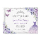 Purple Lilac Floral Quinceanera Sweet Sixteen Save