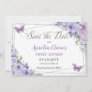 Purple Lilac Floral Quinceañera Sweet Sixteen Save Save The Date