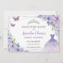 Purple Lilac Floral Quinceanera Sweet Sixteen Save The Date
