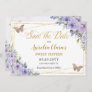 Purple Lilac Floral Quinceañera Sweet Sixteen Save The Date