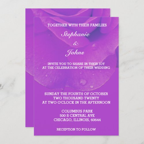 Purple Lilac Floral Rose Art Elegant Cool Wedding Invitation