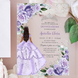 Purple Lilac Floral Silver Quinceañera XV Sweet 16 Acrylic Invitations<br><div class="desc">This chic Quinceañera / Sweet 16 acrylic arch invitation features watercolor purple lavender roses floral and a girl in a lovely purple lilac dress. Personalize it with your details easily and quickly, simply press the Edit Using Design Tool button to further re-arrange and format the style and placement of the...</div>