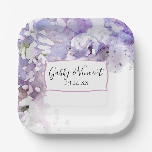 Purple Lilac Floral Watercolor Wedding   Paper Plates