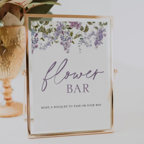 Purple Lilac Flower Bouquet Bar Sign