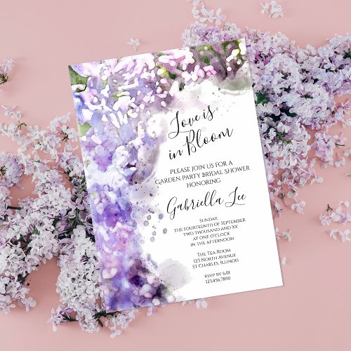Purple Lilac Flower Love is in Bloom Bridal Shower Invitation