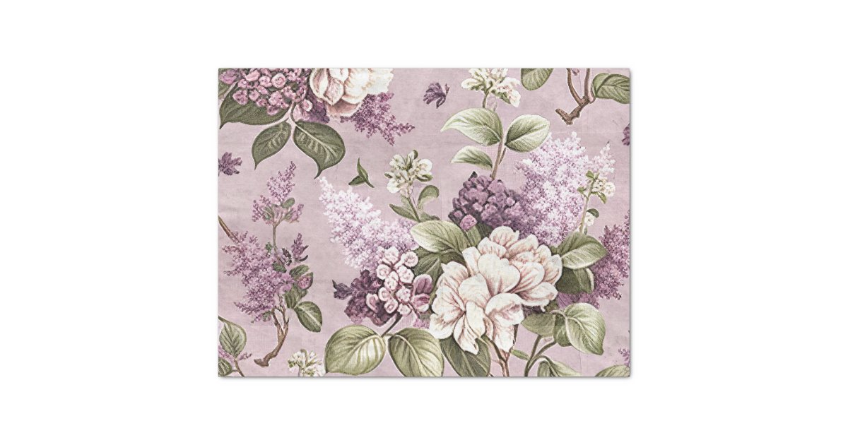 Purple Lilac Flower Pattern Vintage Decoupage Tissue Paper Zazzle