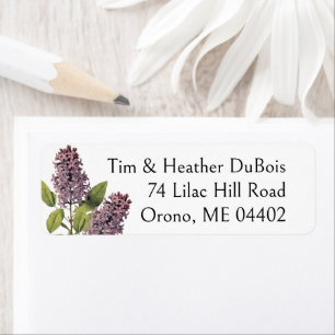 Purple Lilac Flower Personalized Return Address Label