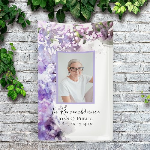Purple Lilac Flower Watercolor Celebration of Life Banner