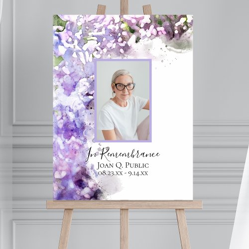 Purple Lilac Flower Watercolor Celebration of Life Foam Board