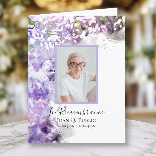 Purple Lilac Flower Watercolor Funeral Sympathy Letterpress Thank You Card