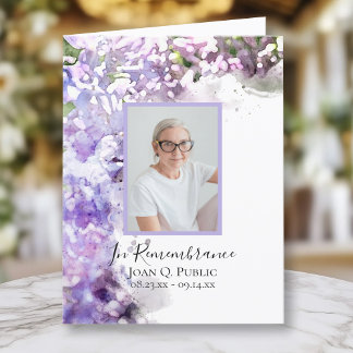 Purple Lilac Flower Watercolor Funeral Sympathy Thank You Card