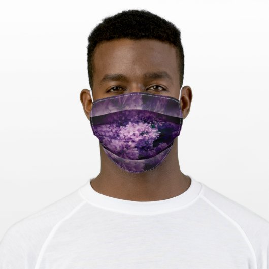 Purple Lilac Flowers Adult Cloth Face Mask (Worn)