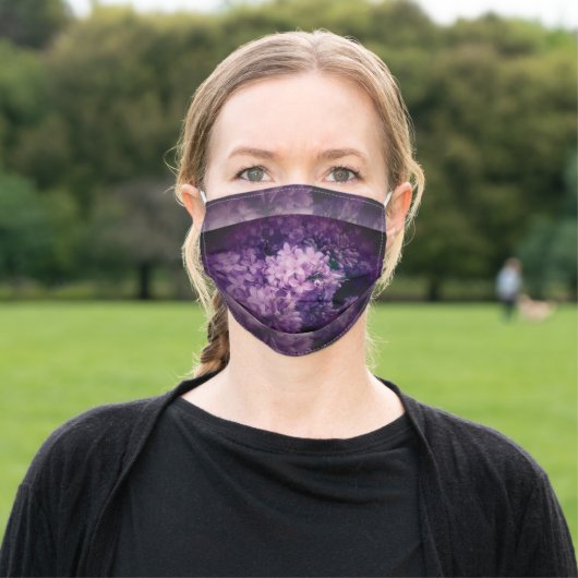 Purple Lilac Flowers Adult Cloth Face Mask (Outside)