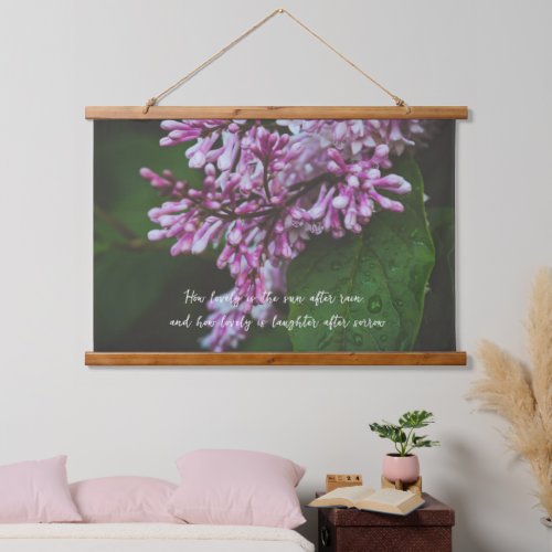 Purple lilac flowers after rain hanging tapestry