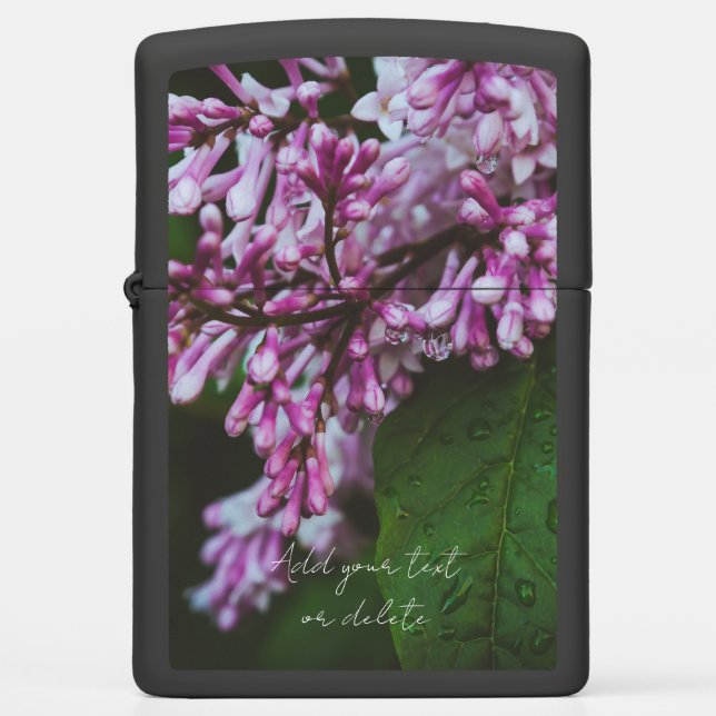 Purple lilac flowers after rain zippo lighter (Front)