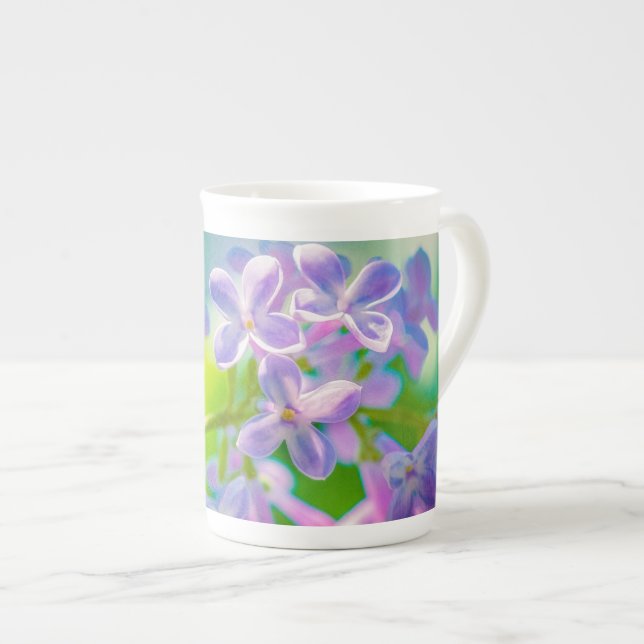 Purple Lilac Flowers Bone China Mug (Front Right)