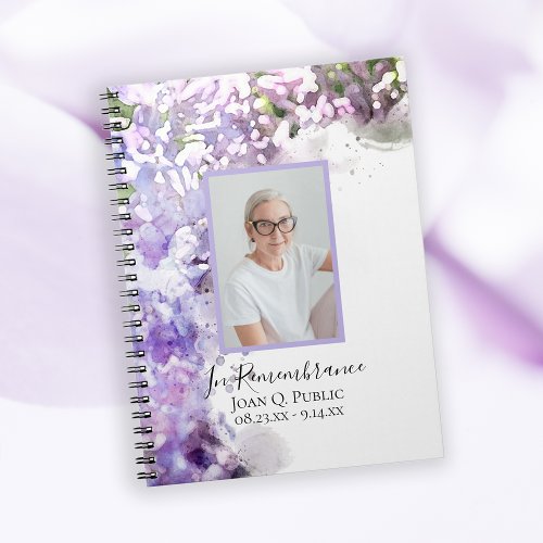 Purple Lilac Flowers Celebration of Life Notebook