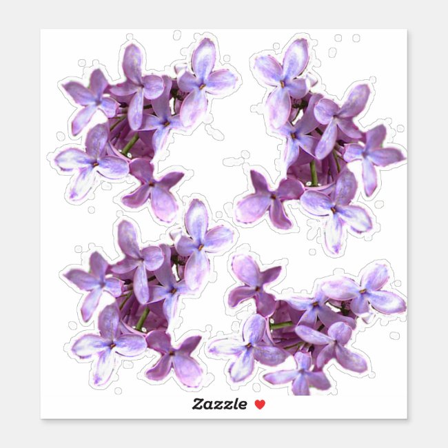 Purple Lilac Flowers Floral Contour Sticker