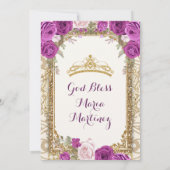 Purple Lilac Flowers Gold Quinceanera Invitation (Back)