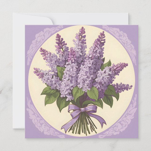 Purple Lilac Flowers Invitation (Front)