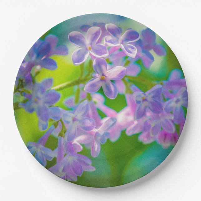 Purple Lilac Flowers Paper Plates (Front)