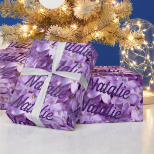 Purple Lilac Flowers Personalized Gift Paper
