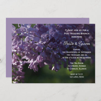 Purple Lilac Flowers Post Wedding Brunch Invitation