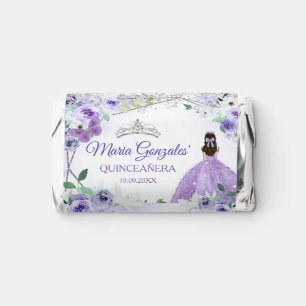 Purple Lilac Flowers Quinceañera Silver Glitter Hershey's Miniatures