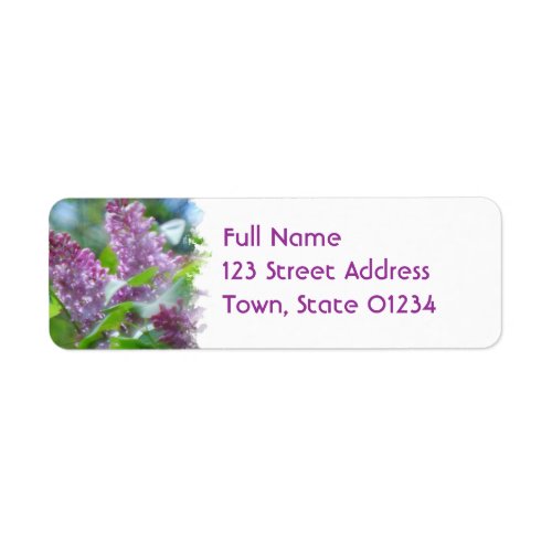 Purple Lilac Flowers Return Address Mailing Label