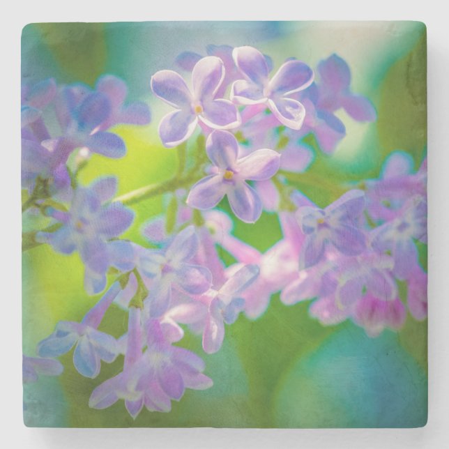Purple Lilac Flowers Stone Coaster (Front)