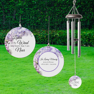 Purple Lilac Flowers Watercolor Memorial Wind Chime