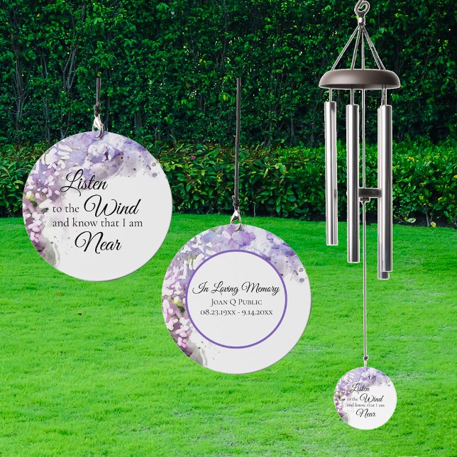 Purple Lilac Flowers Watercolor Memorial Wind Chime (Creator Uploaded)
