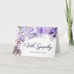 Purple Lilac Flowers Watercolor Sympathy Card
