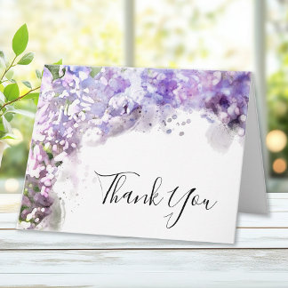 Purple Lilac Flowers Watercolor Sympathy Thank You Card