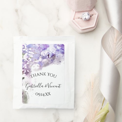 Purple Lilac Flowers Watercolor Wedding Favor Tea Bag Drink Mix