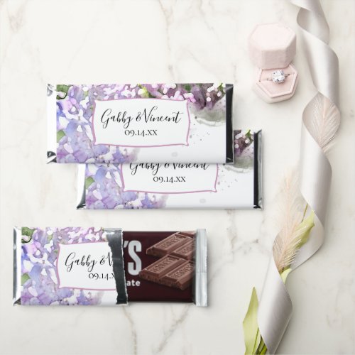 Purple Lilac Flowers Watercolor Wedding Hershey Bar Favors