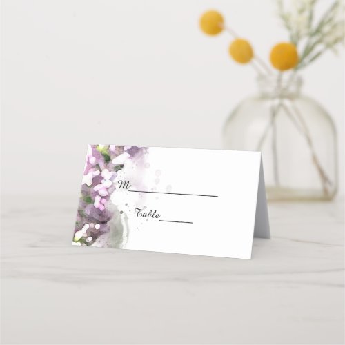 Purple Lilac Flowers Watercolor Wedding   Place Card