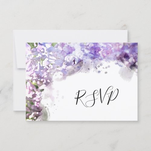 Purple Lilac Flowers Watercolor Wedding RSVP Card