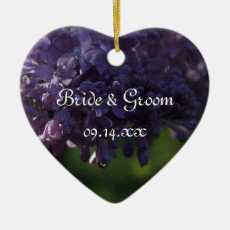 Purple Lilac Flowers Wedding Ceramic Ornament