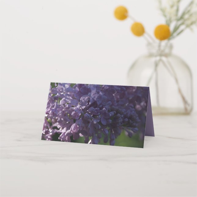 Purple Lilac Flowers Wedding Charity Favors Place Card (Front)