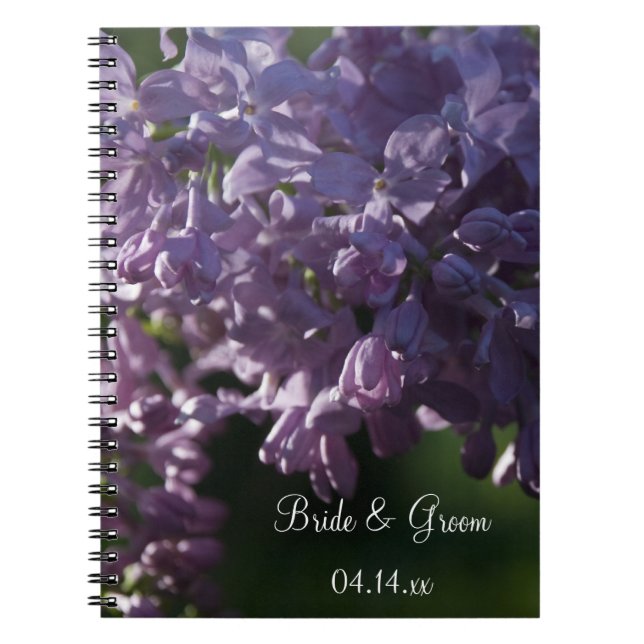 Purple Lilac Flowers Wedding Notebook (Front)