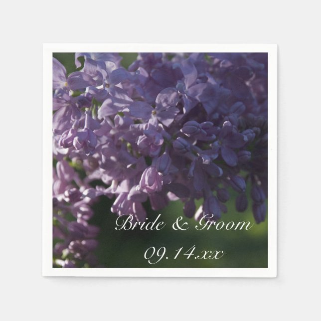 Purple Lilac Flowers Wedding Paper Napkins (Front)