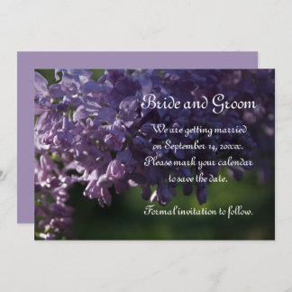 Purple Lilac Flowers Wedding Save the Date Invitation