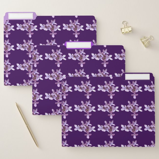 Purple Lilac Garden Flowers File Folder Set