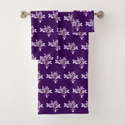 Purple Lilac Garden Flowers Floral Bath Towels