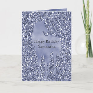 Purple Lilac Glitter Unicorn Personalized Card
